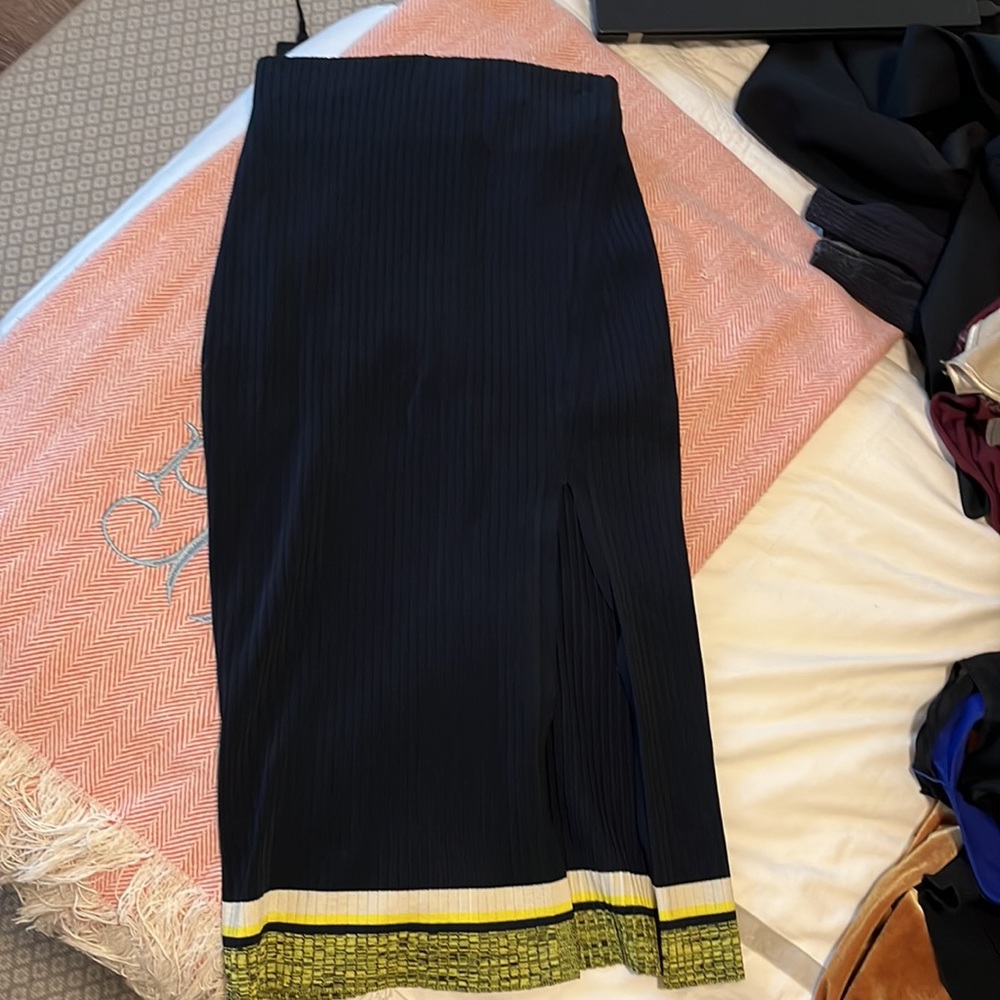 Navy Blue Rag & Bone Fitted Midi Skirt